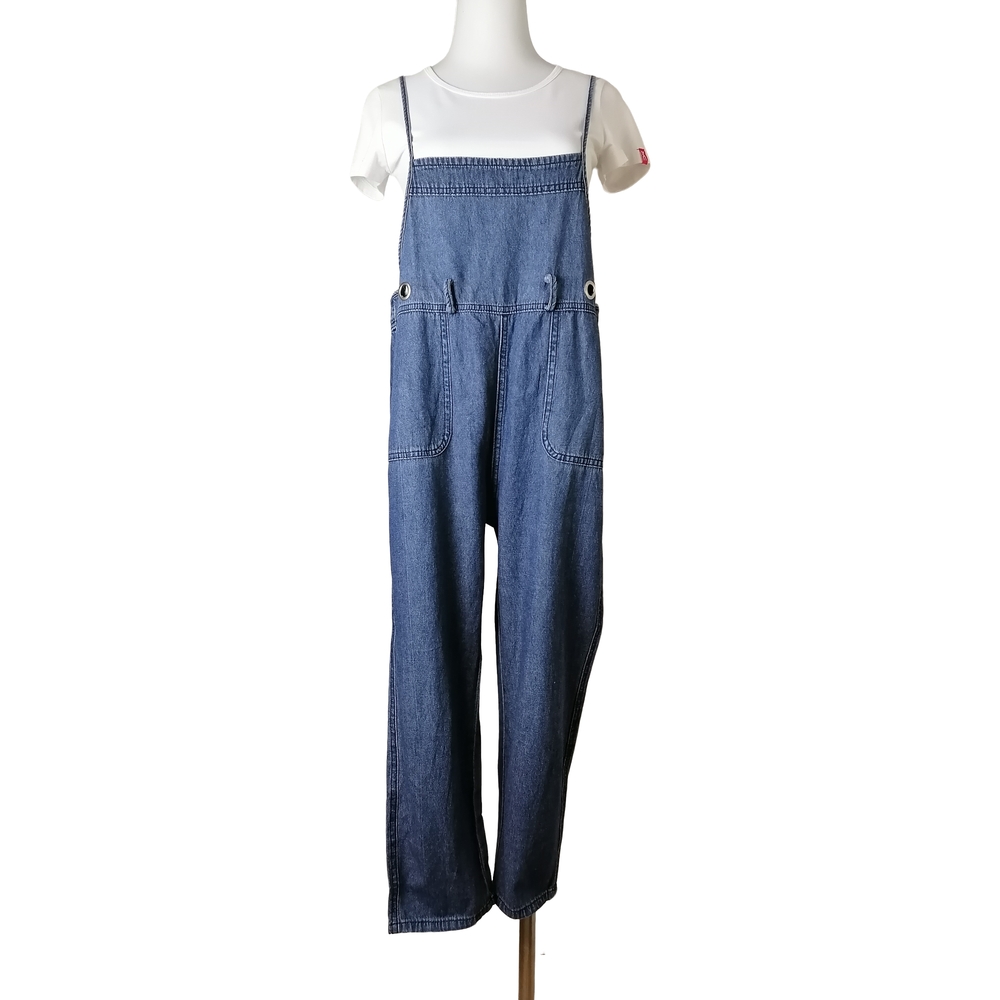 🐬 fits M, Women's Blue Denim Overalls